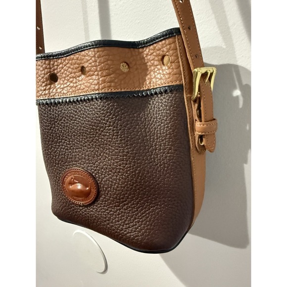 DOONEY & BOURKE TETON Tan Brown LEATHER DRAWSTRING BUCKET BAG VTG 90s READ - Picture 6 of 13